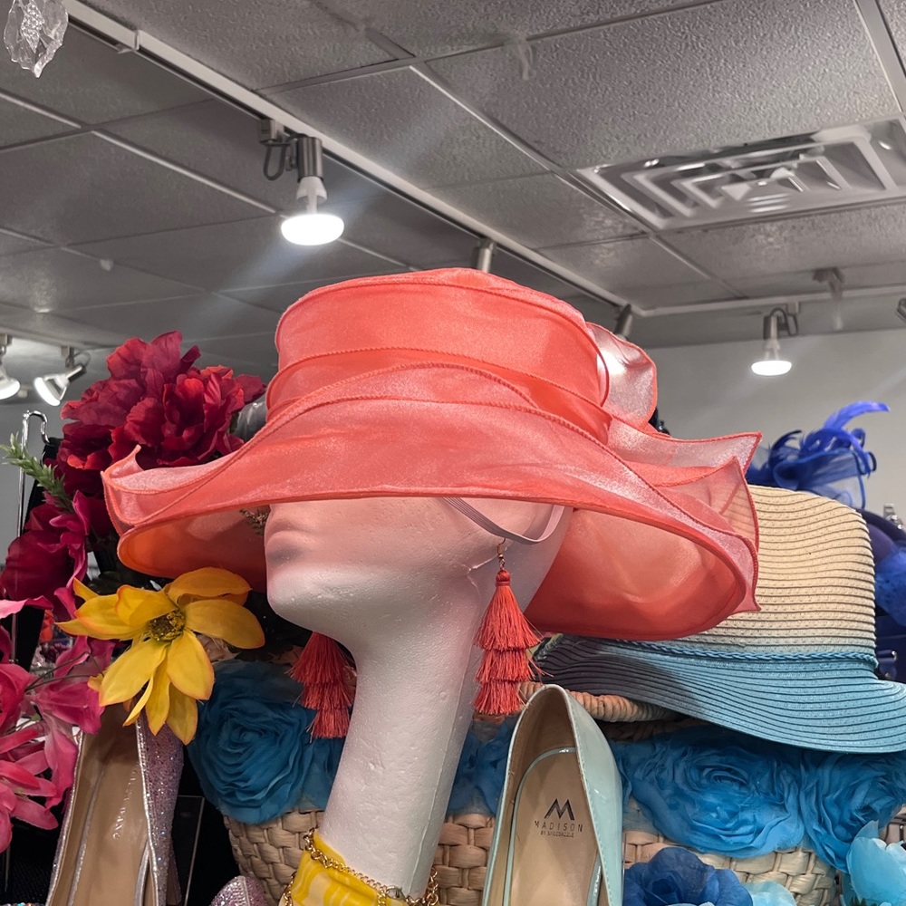 Watermelon chiffon detail light weight travel Hat